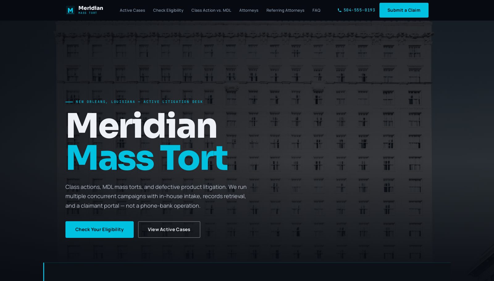 Meridian Mass Tort demo preview