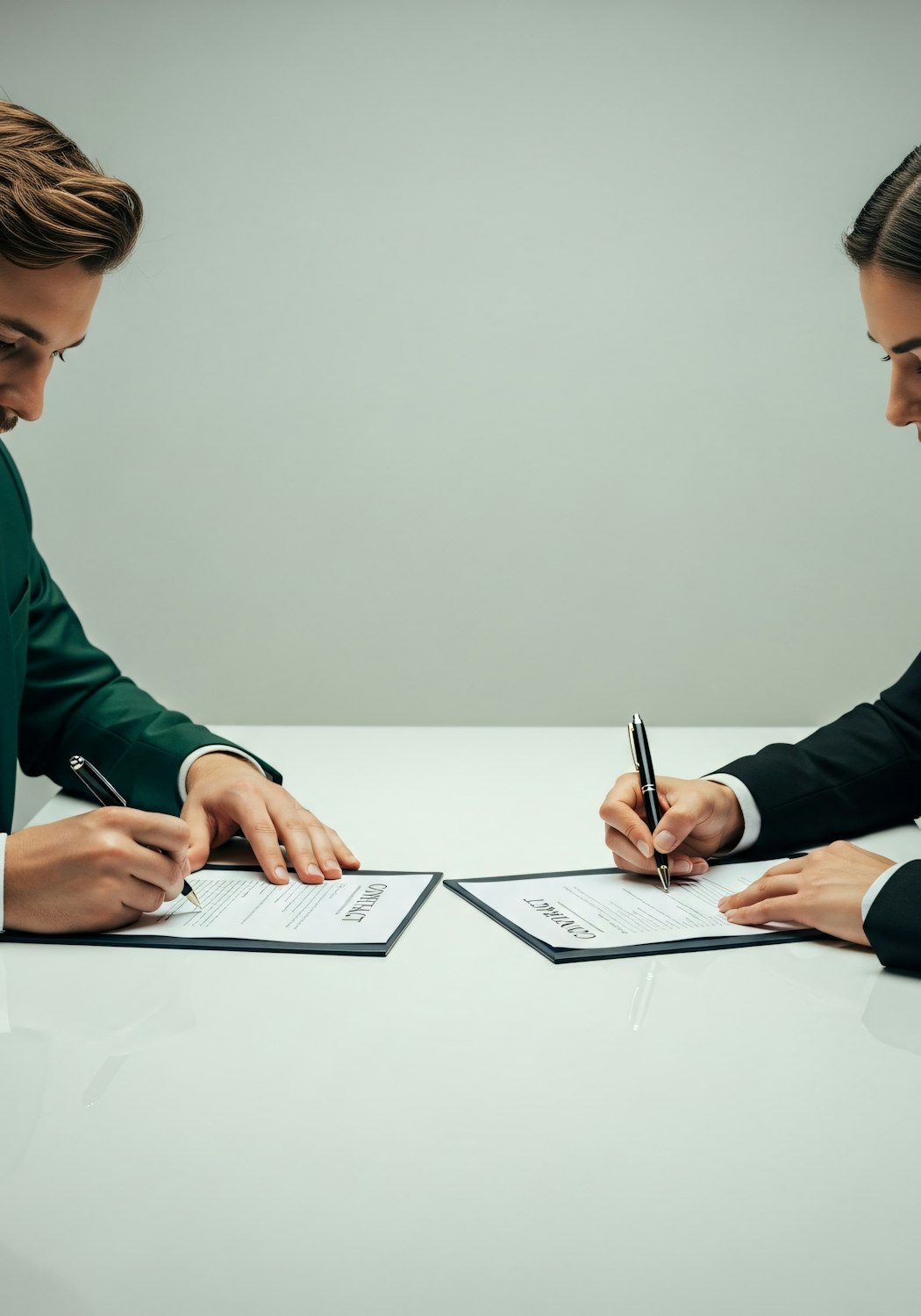 Attorney reviewing an employment contract with a client